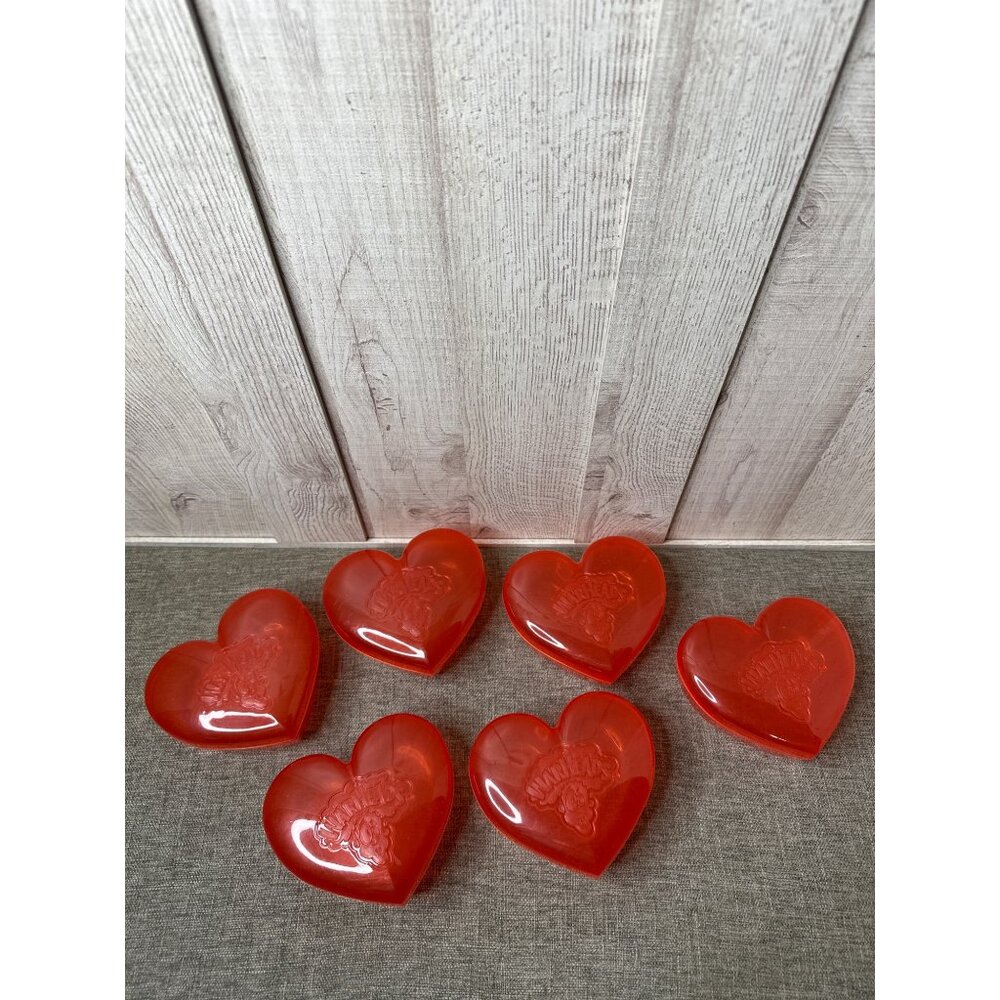 Warheads Heart Shaped Red Plastic Empty Containers Set Of 6